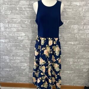 Maurices Blue and Yellow Ribbed Floral  Sundress